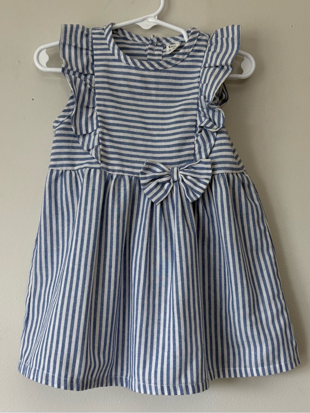 SHEIN Toddler Striped Ruffled Dress Size 18-24 Months Coastal Nautical Beach